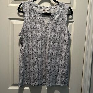 EUC grays & white Elaine Rose sleeveless top L